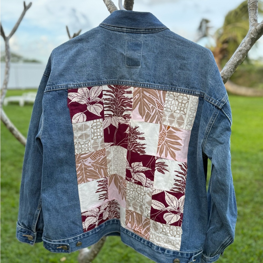 Patchwork Denim Jacket with Floral Design